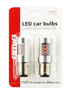 Vrácení Zdarma Amio 02579 LED žárovky CANBUS 3030 24SMD 1157 BAY15D PR21/5W Red 12V/24V